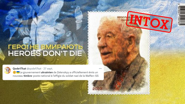 Pro-Russian social media accounts have been sharing images of what they say is a postage stamp printed by the Ukrainian government showing a Ukrainian Nazi. The stamp, however, is fake. 